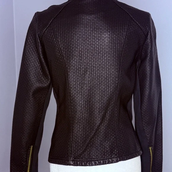 Calvin Klein Black Textured Leather Jacket - Picture 4 of 8